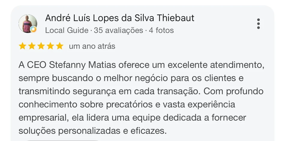 Avaliação do Google de André Luís