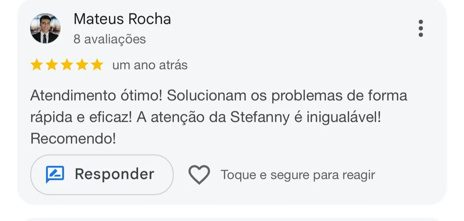 Avaliação do Google de Mateus Rocha